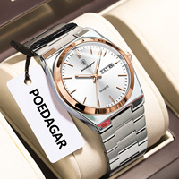 Montre de luxe pour homme Poedagar 930, bracelet en acier inoxydable, montre à quartz, Reloj Hombre, étanche, lumineuse, pour homme