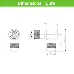 Conector Circular M8 de Plástico, 4 Pines, 3 Pines, Hembra, Moldeado Personalizado, Ensamblado, IP67, Impermeable, Cable M8 - Product Image 3