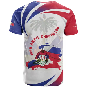 Camisetas de Fútbol Personalizadas con el Logotipo de la Copa <span class=keywords><strong>Mundial</strong></span> de Fútbol 2026 para Aficionados de Haití, Camisetas Deportivas Casuales de Poliéster para Hombre - Product Image 2