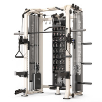 Machine Smith Commerciale Multifonctionnelle, Réglable, Durable et Pliable, avec Crossover à Câbles Métalliques, Banc de Musculation et Rack à Squat pour Usage Intérieur