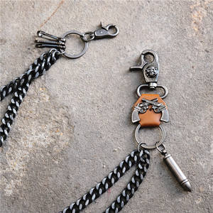 Criativo Double Gun Bullet Pingente Liga Cadeia Grossa Jeans Moda Hip Hop Europeu American Punk Trendy Cadeia de cintura para homens - Product Image 4