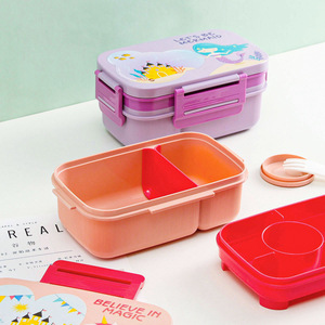 Lớn <span class=keywords><strong>1.3L</strong></span> nhựa niêm phong thực phẩm đóng gói hộp lưu trữ với chia midded khay sinh viên PP khóa 6 lưới Hộp Ăn Trưa với dao kéo - Product Image 6