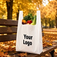 Sacs en plastique transparents à poignée découpée pour emballage alimentaire, sacs de type T-shirt pour plats à emporter et gobelets à boisson
