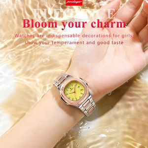 Poedagar 708 Reloj de cuarzo para mujer Moda Cuadrado Impermeable Fecha luminosa Reloj de cuero para mujer 31mm Aleación Shanghai Caja de vidrio - Product Image 4