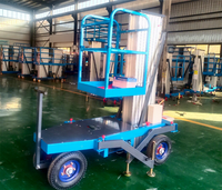 Table élévatrice verticale portable en alliage d'aluminium de 4 à 10m à mât unique Manlift Hydraulic Lifter Large Wheels