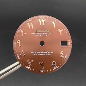 Nouveau cadran de montre avec index arabes 28,5 mm, finition sunburst argent et or rose, compatible avec les mouvements NH35 NH36 - Product Image 6