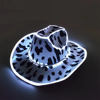 Cappello LED Luminoso Stile Western Cowboy/Cowgirl, Cappello con Luci EL per Feste Danzanti, Accessorio per Giochi di Ruolo