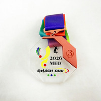 Médailles en métal personnalisées gravées au laser, médailles octogonales en cristal de sport