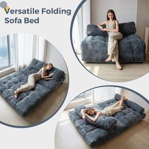 Modern Minimalism One Seat Vacuum-Pressed Folding Sofa <strong>Bed</strong> with Sponge Filling and Pillow for Small Apartment Floor Rest - Product Image 2