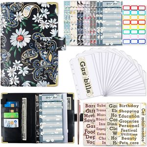 Carpeta con Cierre de Piel Sintética <span class=keywords><strong>A6</strong></span>, Impresión a Color, Cuaderno Creativo para Contabilidad, Libro de Presupuesto, Regalo con Diseño Floral, 100 Hojas - Product Image 2