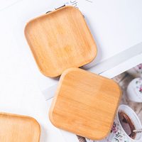 Petite assiette en bois de hêtre écologique, fabriquée à la main, avec logo personnalisé, plateau carré en bois pour desserts, pour boutique de cadeaux, articles de cuisine