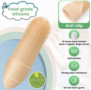 Pet Dental Care Silicone 360 Degree <b>Puppy</b> Pet Dog Tooth Brush Finger <b>Toothbrush</b> Kit with Soft Bristles for Teeth Cleaning - Product Image 3