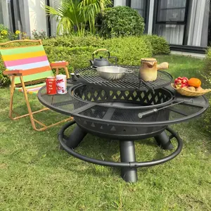 Barbecue multifonctionnel moderne d'extérieur, foyer à bois, table de brassage de thé pour cour - Product Image 4