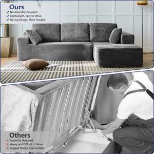 स्टॉक आधुनिक रहने वाले कमरे के फर्नीचर सेट सेशनल सोफा एल आकार परिवर्तनीय सोफे आकार परिवर्तनीय सोफे बिस्तर थोक फोम संपीड़न - Product Image 6