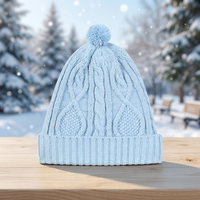 Bonnet d'hiver tricoté 100 % coton avec pompon pour bébés, idéal pour l'extérieur – Confort optimal – Prix usine