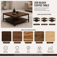 Table basse Zen Block, table centrale carrée minimaliste, mobilier contemporain pour salon, décoration de salon