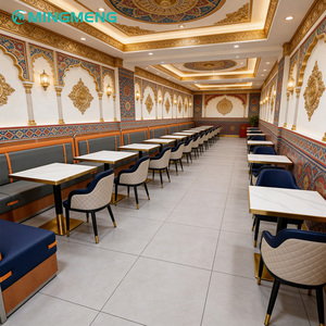 Ensemble de tables et chaises de restaurant, design industriel, bois + cuir, banquette rétro pour café et hôtel - Product Image 3