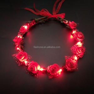 غطاء رأس ليد مضيء بإضاءة ليد زهرة غطاء رأس إكليل للفتيات النساء مهرجان الزفاف عيد الميلاد هالويون - Product Image 6