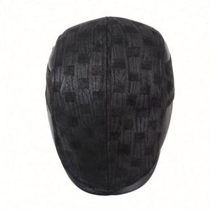 Wholesale New Arrival Outdoor Warm Winter Flat Top Ivy <b>Hat</b> with Pu Bill Casual Fashion Checked Design Earflap Beret <b>Hat</b> <b>for</b> Men - Product Image 4