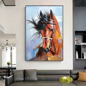 Peinture à l'huile de cheval abstraite 100%, dessins d'animaux faits à la main de haute qualité, huile sur toile