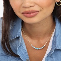 Vente en gros bijoux personnalisés collier opale bleue balle de tennis pendentif trombone chaîne griffe réglage incrustation technologie