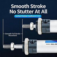 MALJ 20-80mm Einstellbarer Hub Runder Edelstahl Einfachwirkender Federrücklauf Kleiner Pneumatischer Luftzylinder