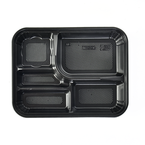 boîte à déjeuner bento à emporter, compartiment à 2 ou 3 parties, conteneurs à base <span class=keywords><strong>noire</strong></span> avec couvercles - Product Image 3