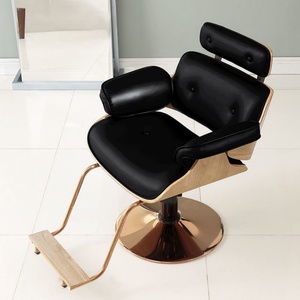 Silla de Peluquería de Madera 2025, Nueva, con Metal Electrochapado, para Cortar el Cabello, Teñir, Lifting Capilar, Simple, de Cuero, Se Puede Colocar Boca Abajo - Product Image 4