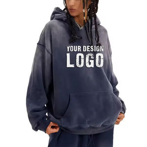 High Street American Gradient Color Oversized Mens <b>Hoodies</b> Autumn Winter Drop Shoulder Vintage Washed Loose Men's <b>Hoodies</b> - Product Image 3