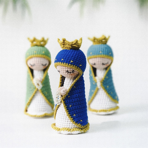 Collection <span class=keywords><strong>de</strong></span> crèches au crochet Amigurumi, <span class=keywords><strong>Vierge</strong></span> Marie au crochet, poupée <span class=keywords><strong>Vierge</strong></span> Marie au crochet, poupée Dame <span class=keywords><strong>de</strong></span> Grâce au crochet - Product Image 2