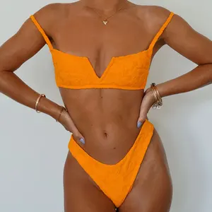 factory custom Hawaii Hot Sale woman swimwear fancy girl Bikini Tropical Terry Solids Bikini set