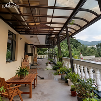 Auvent de marche manuel de luxe de qualité industrielle, résistant aux intempéries, toit en polycarbonate, cadre en alliage d'aluminium, écoles, appartements