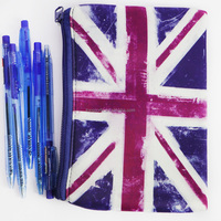 Sac à crayons en néoprène personnalisé avec impression de drapeau, étui à cosmétiques uni avec fermeture à glissière lisse