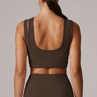 Soutien-gorge de sport personnalisé double couche, design dos en U, maintien élevé, double bretelle, tissu doux pour le yoga et le fitness
