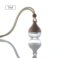 Flacon de parfum miniature en verre pour voiture, carré, suspendu, vide, 5 ml, 10 ml, avec bouchon en bois ou plastique, compte-gouttes, impression sérigraphique