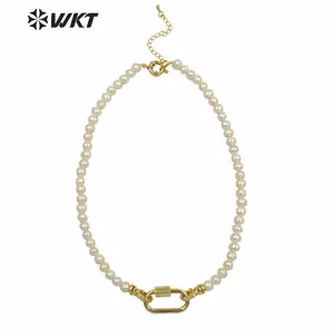 WT-JN134 WKT惊人设计6毫米珍珠项链带扣华丽时尚结婚珍珠项链作为礼物