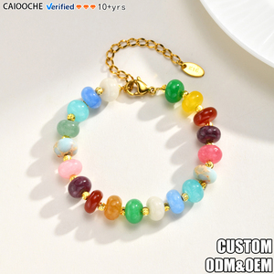 CAIOOCHE Pulsera <span class=keywords><strong>de</strong></span> Cadena <span class=keywords><strong>de</strong></span> Acero Inoxidable con Cuentas <span class=keywords><strong>de</strong></span> Ábaco <span class=keywords><strong>de</strong></span> Piedra Natural y Cuentas <span class=keywords><strong>de</strong></span> Cobre <span class=keywords><strong>de</strong></span> Sandía, Impermeable, <span class=keywords><strong>de</strong></span> Moda, Venta al por Mayor - Product Image 1