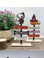 Décorations d'Halloween Centres de table Décor Joyeux Halloween Signe de table Citrouille Fantôme Halloween Ornements en bois
