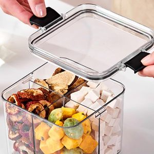 Multi-grid Airtight <b>Jars</b> <b>for</b> Tea Spices <b>Storage</b> Divider Food Containers Transparent PET <b>Kitchen</b> Organizer - Product Image 2