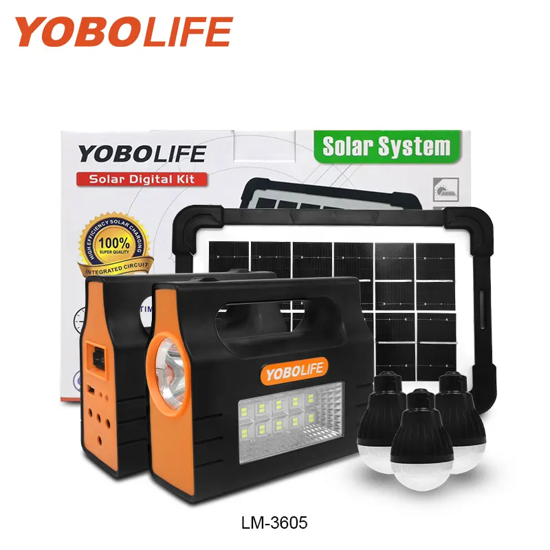 Kit lampu Led tenaga surya 20w, Yobolife multifungsi sistem pencahayaan tenaga surya portabel sistem pencahayaan rumah tenaga surya
