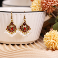 Vintage Indische Jhumka Ohrringe Set Bollywood Traditionelle Brautperlen Quasten Hängeohrringe Zigeuner Ethnischer Schmuck für Frauen