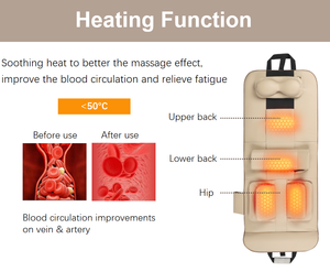 Matelas de massage portable Shiatsu à pression d'air, vibration sonore et chauffage, soulagement intelligent du corps entier pour la taille, le cou et la tête - Product Image 5