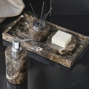 Juego de Accesorios de Baño de Mármol Natural Color Café Intenso, Estilo Wabi-Sabi - Product Image 5