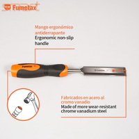 FUMETAX Ciseau à bois pour sculpture, en acier au vanadium et carbure, droit, avec poignée antidérapante et prise simple, qualité industrielle, pour bricolage individuel