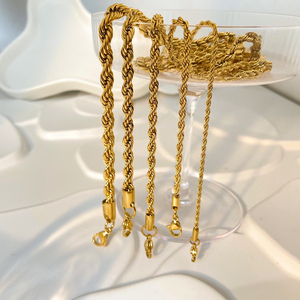 Collar de Moda de Verano con Diseño Retorcido, Estilo Hip-hop, Temperamento Moderno, Chapado en Oro de 18K, Acero Inoxidable - Product Image 1