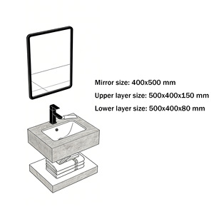 Mueble <span class=keywords><strong>de</strong></span> Baño Moderno con Lavabo Integrado <span class=keywords><strong>de</strong></span> Doble Capa y Encimera <span class=keywords><strong>de</strong></span> Piedra, Lavabo para Baño Doméstico - Product Image 6
