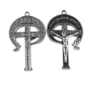 Crucifijo Católico Religioso Chapado en Plata Antigua de 4*2.4cm, Colgante de Cruz para Hacer Rosarios - Product Image 1