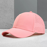Gorra de Béisbol de 6 Paneles, 100% Poliéster, Impermeable, con Logotipo Personalizado, Perforada con Láser, Transpirable, con Protección Solar, para Primavera/Verano