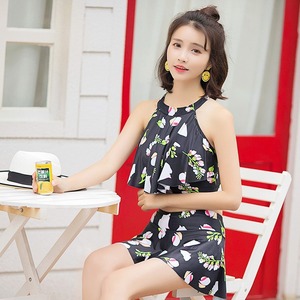 Maillot de bain deux pièces pour femmes Qingdao, bleu marine, motif floral, haut court à bretelles, pour la natation et les sports nautiques, taille adulte - Product Image 5