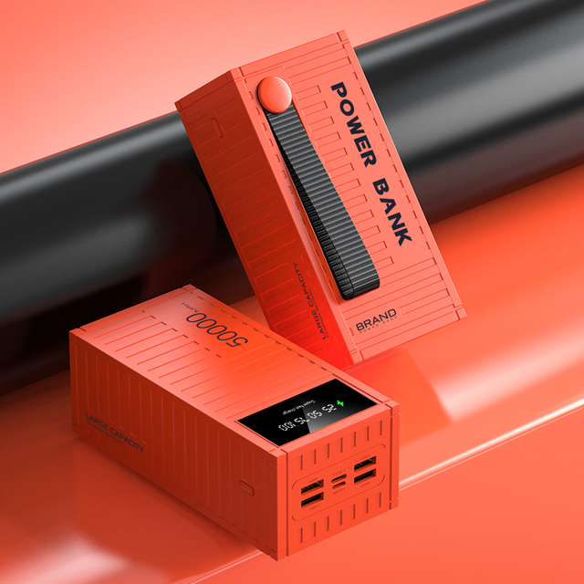 Customize Power Bank Battery Charger with Led Display 4 USB Fast Charge Large Capacity 50000mAh Shipping Container Power Bank